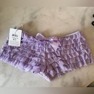 Women's Lilac Ruffle Shortie Panties w Bow